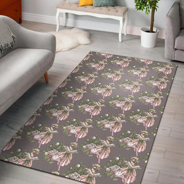 Angel Floral Print Pattern Home Decor Rectangle Area Rug