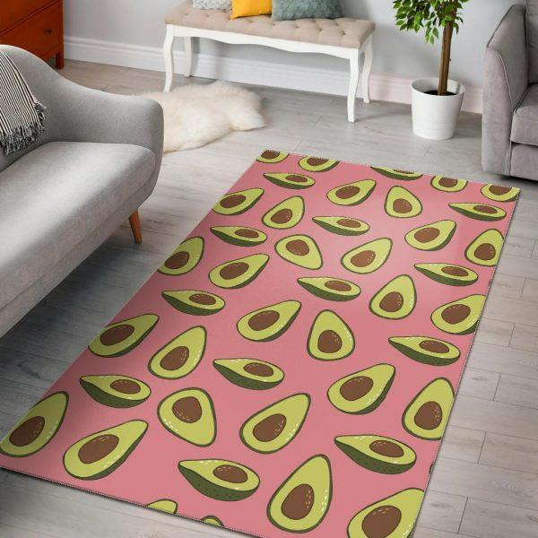 Pink Avocado Patttern Print Home Decor Rectangle Area Rug