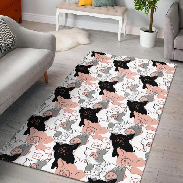 Pig Hand Drawn Pattern Print Home Decor Rectangle Area Rug