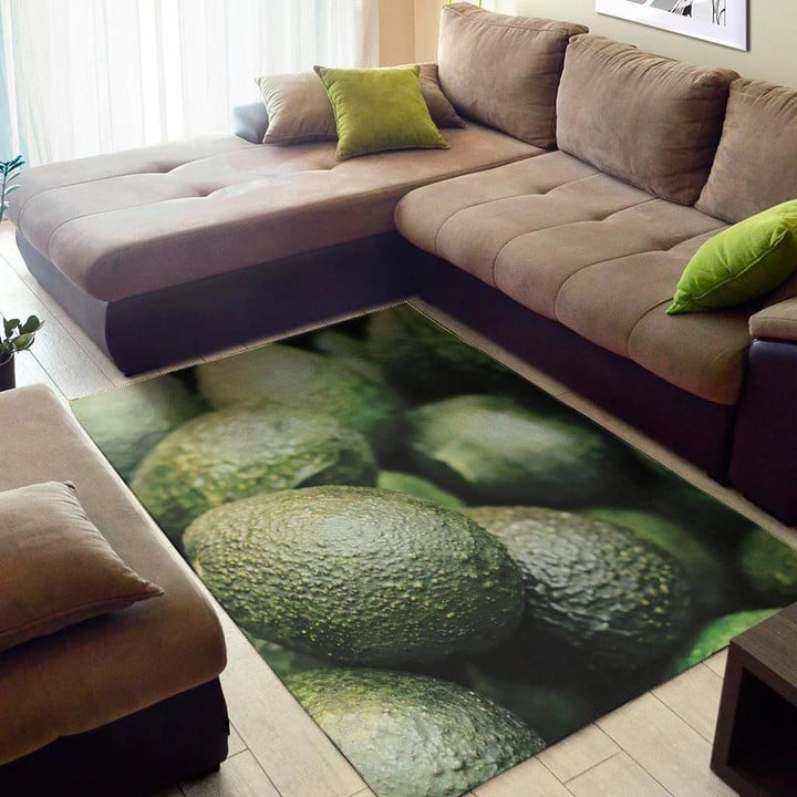 Green Avocado Pattern Background Print Area Rug