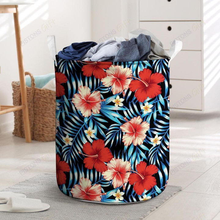 Tropical Hibiscus Flower Print Laundry Basket