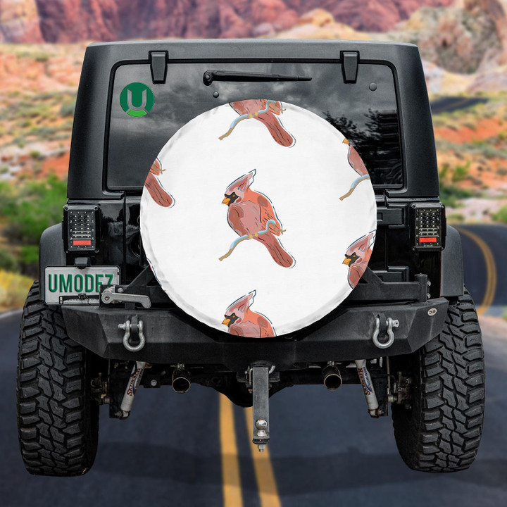 Funny Red Cardinal Bird On Light Background Spare Tire Cover - Jeep Tire Covers