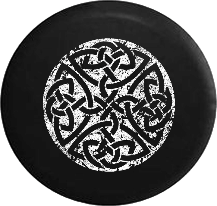 Distressed - Celtic Eternity Knot Jeep Camper Spare Tire Cover A252 - Jeep Tire Covers