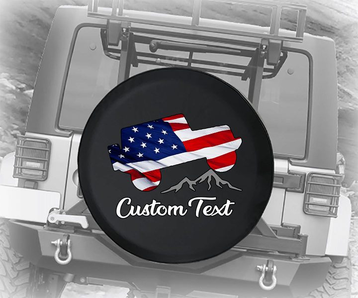 American Flag Offroad Mountain 2 Door- Personalized Spare Tire Cover - Jeep Tire Covers