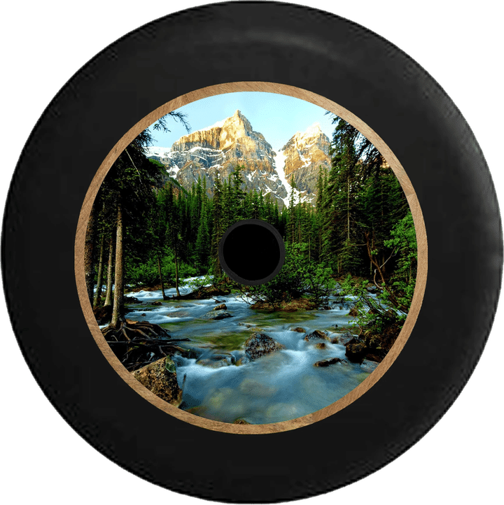 Pine Forest With Mountain And Fresh Stream Spare Tire Cover - Jeep Tire Covers