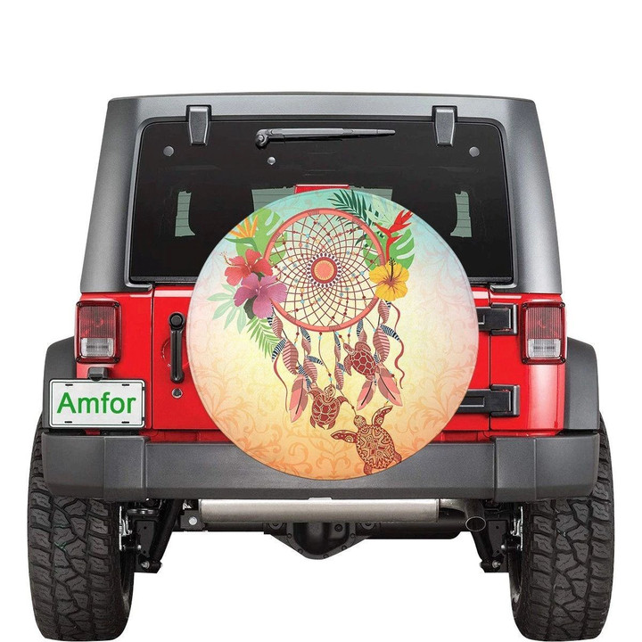 Beautiful Flower On Dreamcatcher Spare Tire Cover - Jeep Tire Covers