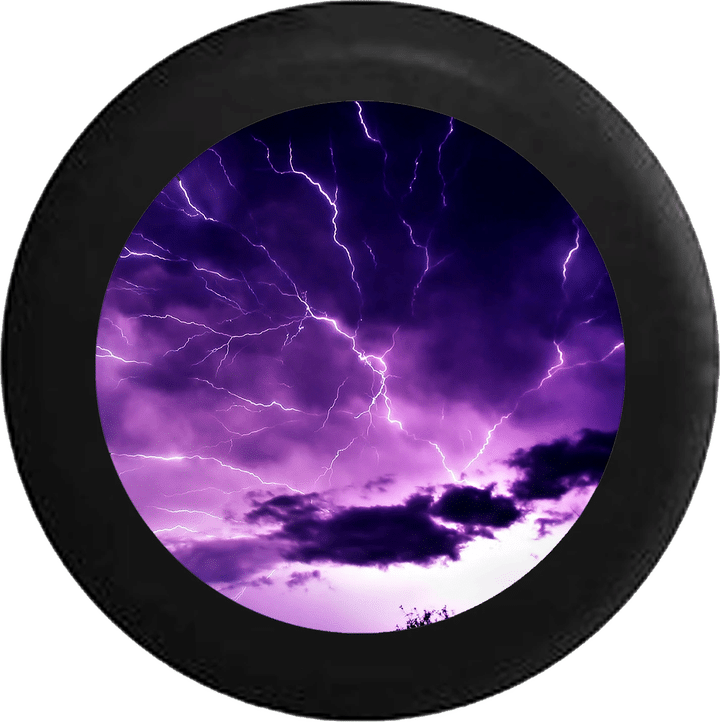 Lightning Storm Electric Sky Black Collection Spare Tire Cover - Jeep Tire Covers