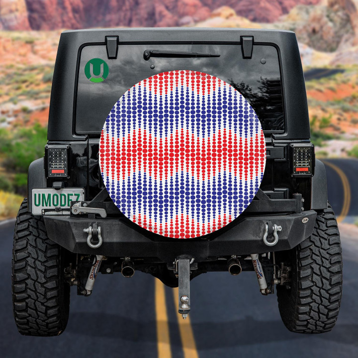 Traditional American Colors In Modern Stylish Abstract Dots Texture Spare Tire Cover - Jeep Tire Covers