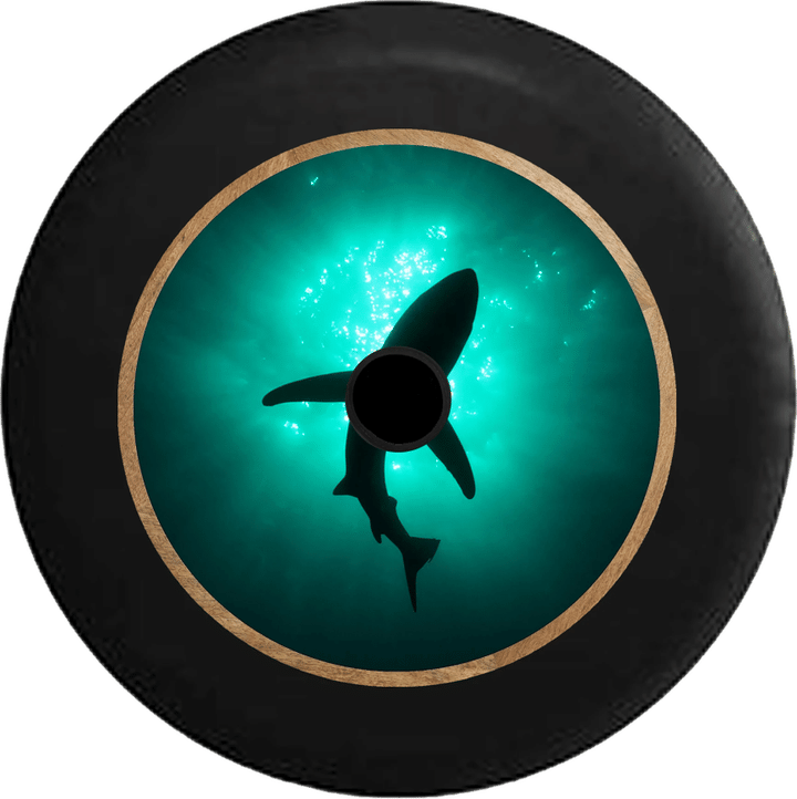 Shark Silhouette In The Ocean Spare Tire Cover - Jeep Tire Covers