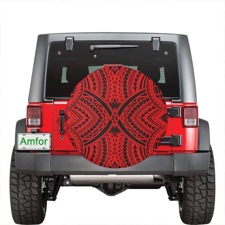 Amazing Polynesian Tradition Red Hawaii Spare Tire Cover - Jeep Tire Covers