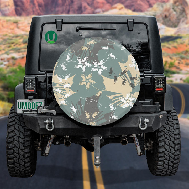 Creative Ideas Abstract Flowers And Leaves Silhouette Spare Tire Cover - Jeep Tire Covers