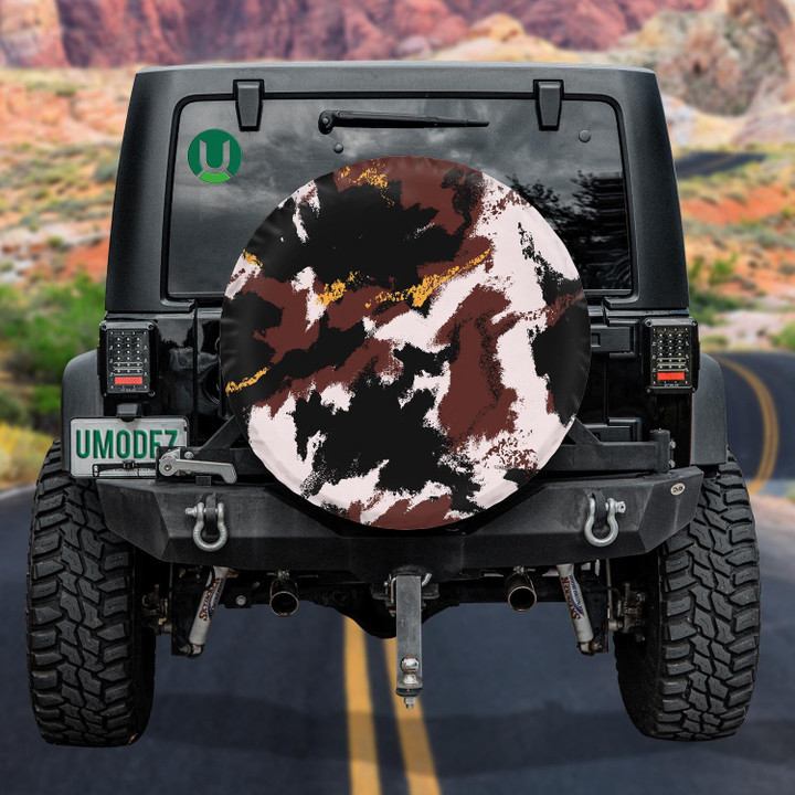 Abstract Tricolor Camouflage Elements Oil Painting Spare Tire Cover - Jeep Tire Covers