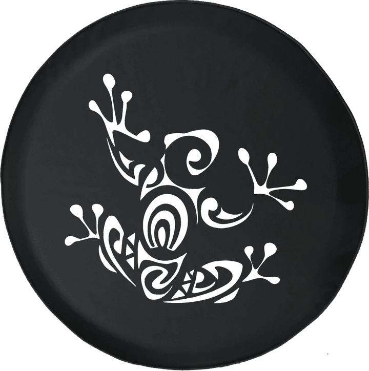 Frog Floral Pattern Black And White Theme Spare Tire Cover - Jeep Tire Covers