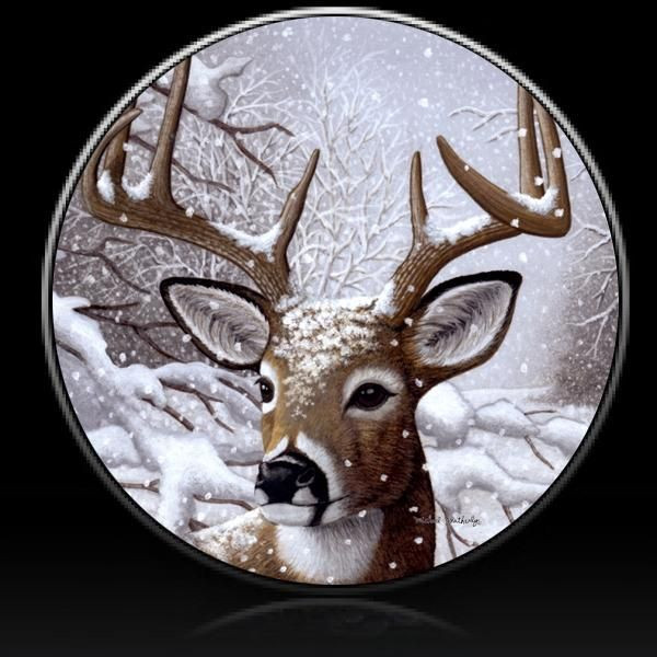 Deer Dancing In Forest Covered By Snow Design Spare Tire Cover - Jeep Tire Covers