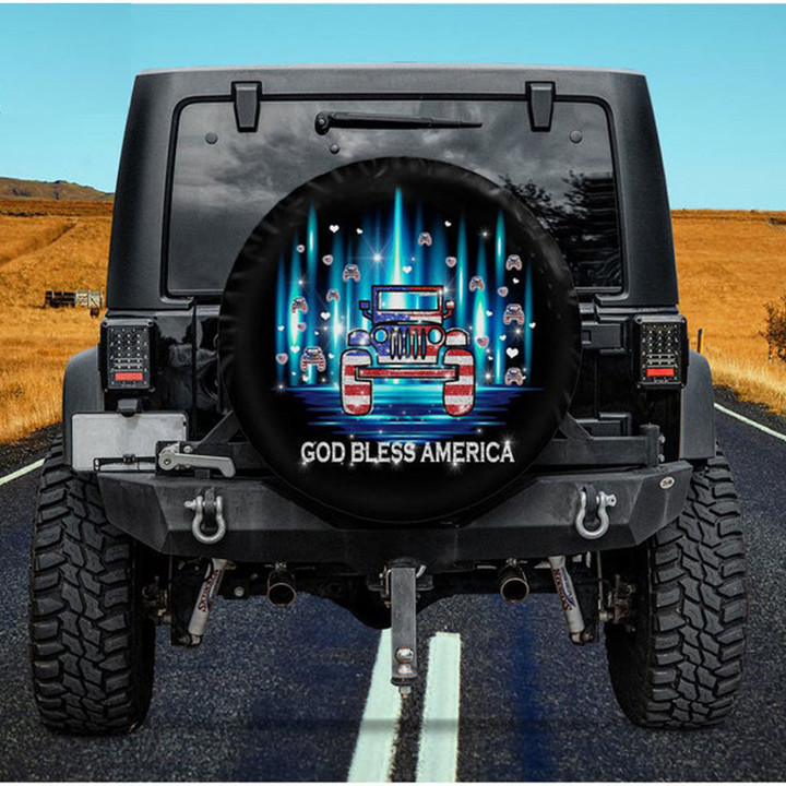 God Bless America Jeep Car Spare Tire Cover Gift For Campers - Jeep Tire Covers