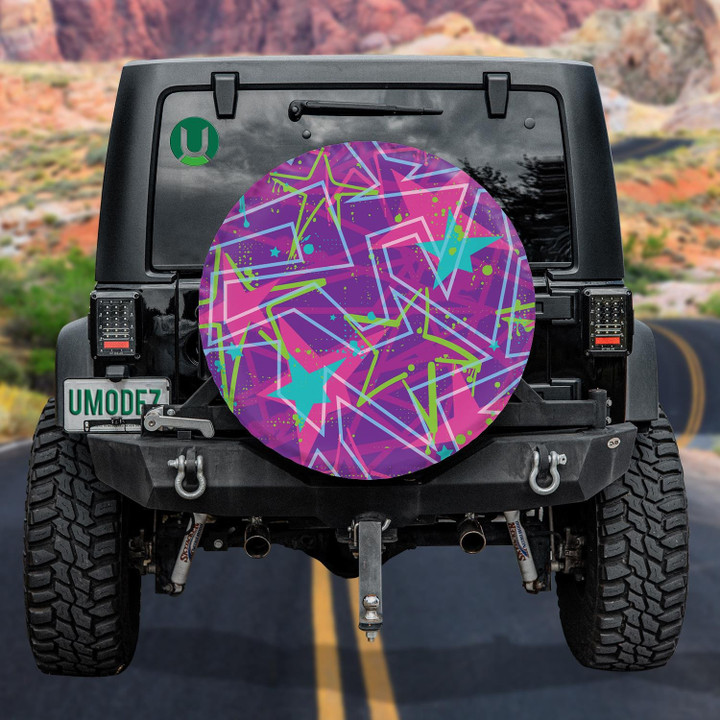 Splash Colorful Neon Paint Of Stars Pattern Spare Tire Cover - Jeep Tire Covers