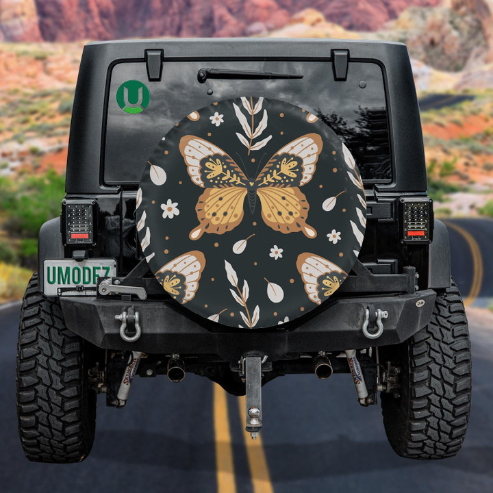 Moth Flower And Leaves Night Butterfly Nature Spare Tire Cover - Jeep Tire Covers