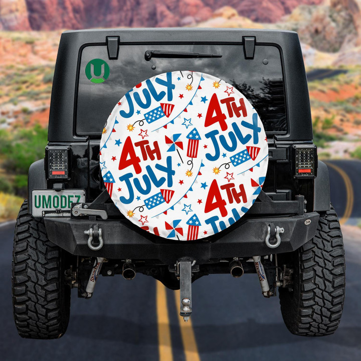 July 4th In The National Colors Of The United States Of America Spare Tire Cover - Jeep Tire Covers
