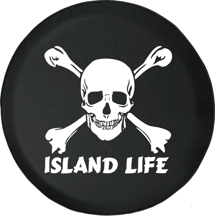 Pirate Life Skull Crossbones Saltwater Edition Offroad On Black Spare Tire Cover - Jeep Tire Covers