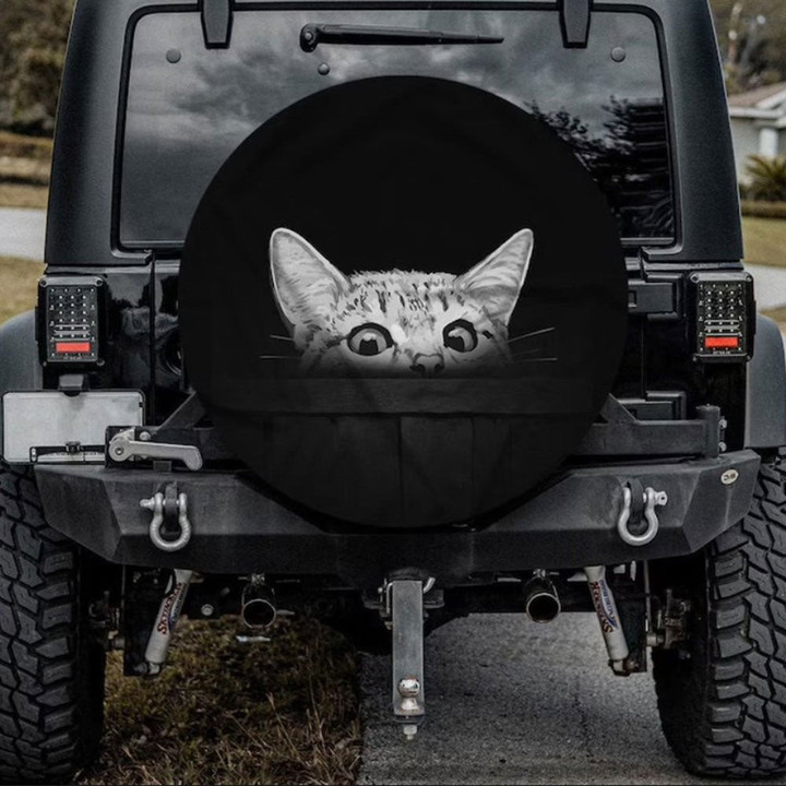Hiding Cat Car Spare Tire Cover Gift For Campers - Jeep Tire Covers