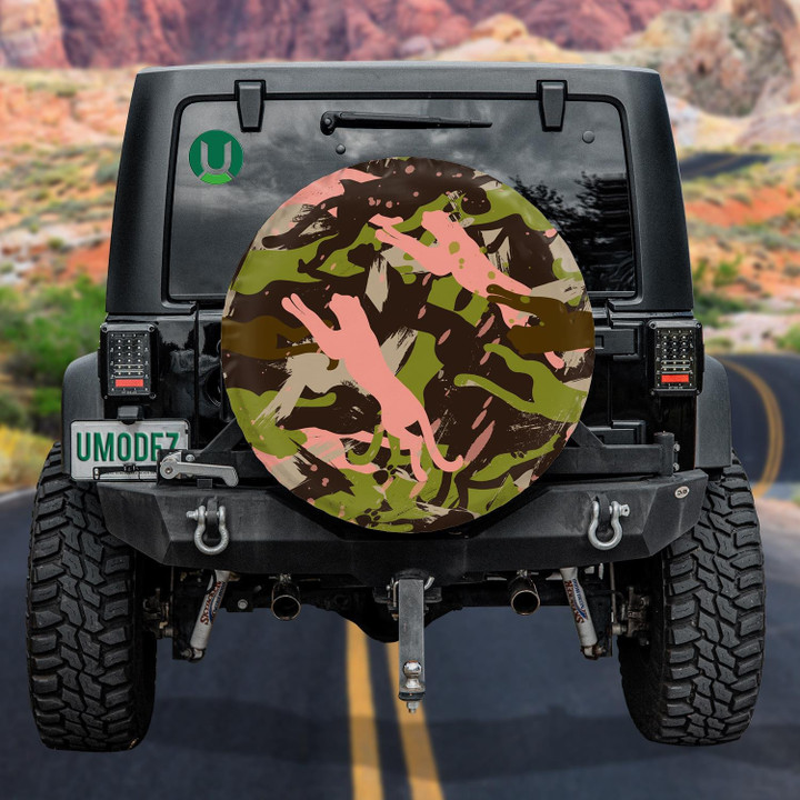 Abstract Camouflage Colorful Wild Animal Panther Spare Tire Cover - Jeep Tire Covers