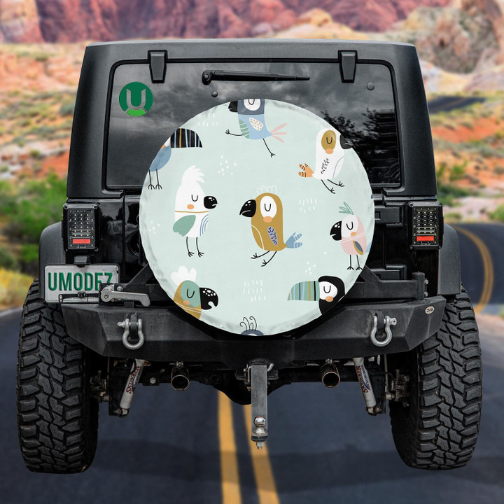 Colorful Sleeping Bird Parrots And Toucans Spare Tire Cover - Jeep Tire Covers