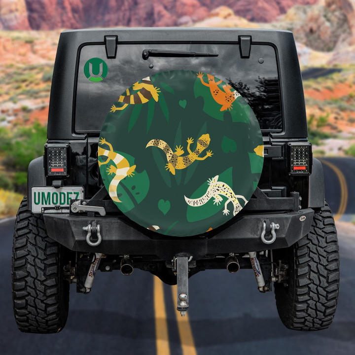 Wild Animals Leopard Black Panthers And Flowers Spare Tire Cover - Jeep Tire Covers