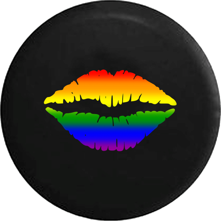 Rainbow Colorful Lips LGBTQ Gay Kiss Jeep Camper Spare Tire Cover Custom Size - V517 - Jeep Tire Covers