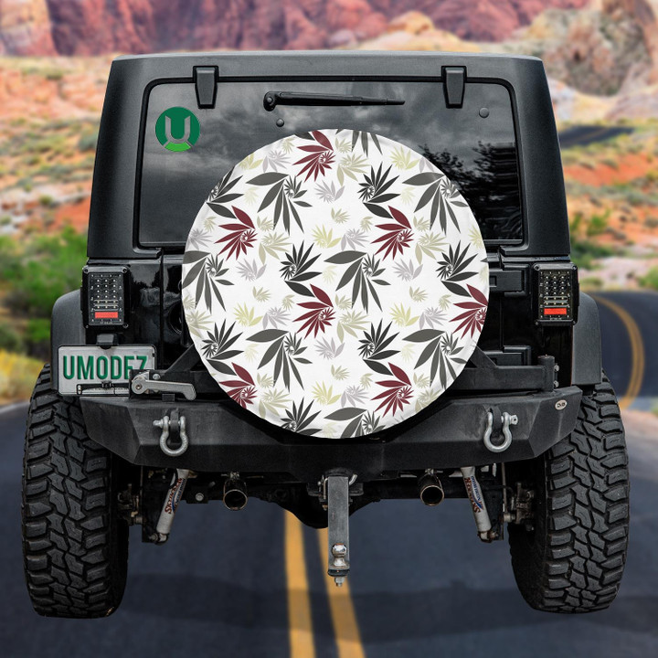 Marijuana Cannabis Leaf Gray Weed Plant Psychedelic Design Spare Tire Cover - Jeep Tire Covers