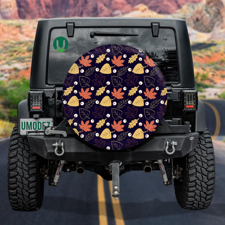 The Symbols Of Autumn Including Maple And Oak Leaves Birch Spare Tire Cover - Jeep Tire Covers