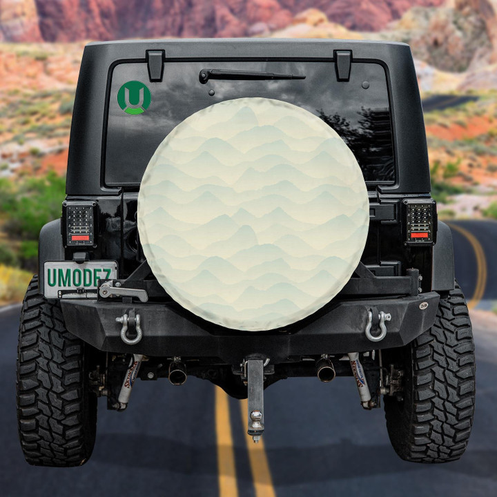 Wild Mountains In Blurred Blue Theme Spare Tire Cover - Jeep Tire Covers