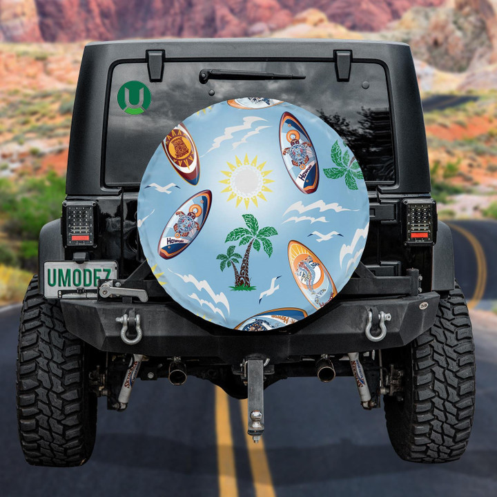 Swimming Green Turtles On Colored Background? Spare Tire Cover - Jeep Tire Covers