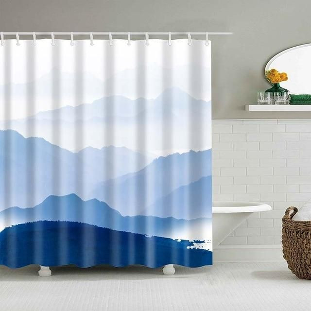 Mountain Clouds Fabric Shower Curtain Vibrant Color High Quality Unique For Good Vibes Home Decor