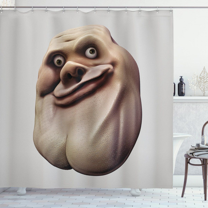 Awkward Meme Ugly Face Pattern Printed Shower Curtain