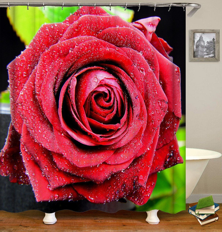 Romantic Red Rose 3D Printed Shower Curtain Home Decor Gift Ideas