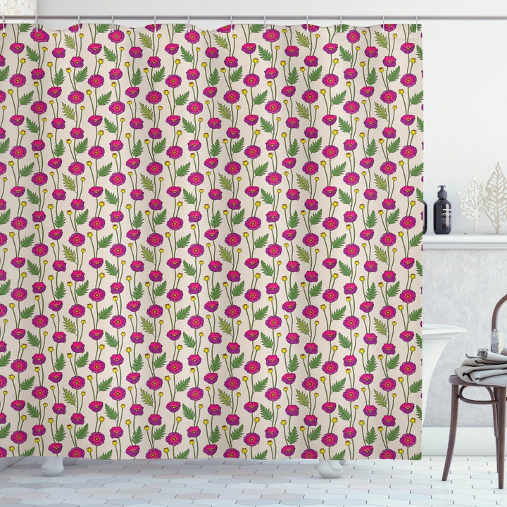 Vivid Poppy Petals Buds Shower Curtain