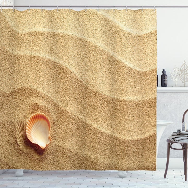 Scenery Of Seashells Yellow Sand Shower Curtain Home Decor