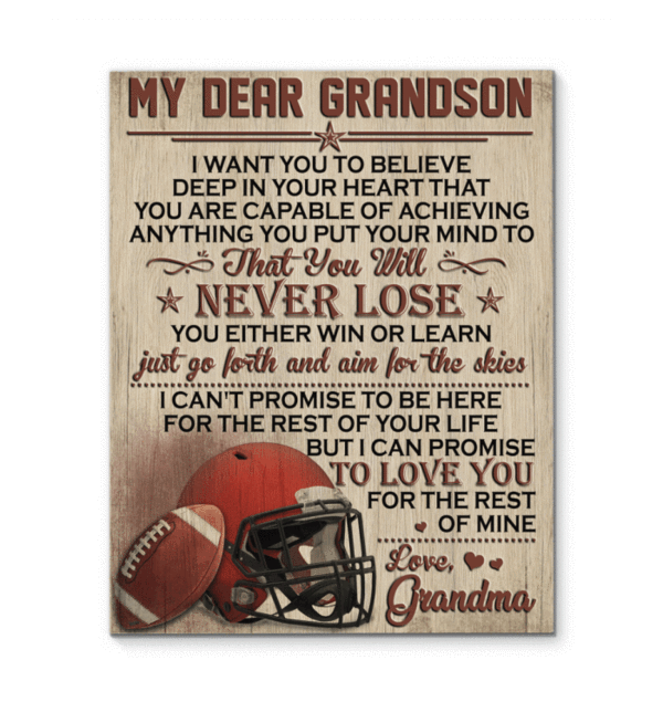 Gift For Grandson, My Dear Grandson That You Will Never Lose, You Either Win Or Learn Rugby Grandson Canvas - ATMTEE