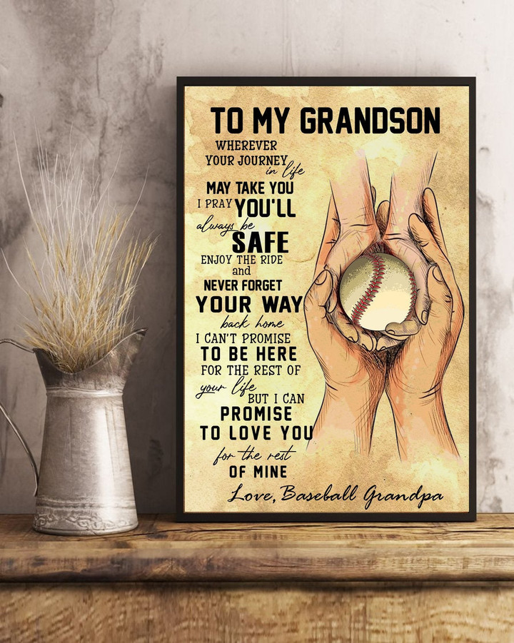 Grandson Canvas To My Grandson Wherever Your Journey In Life May Take You I Pray You Will Always Be Safe Baseball Canvas - ATMTEE