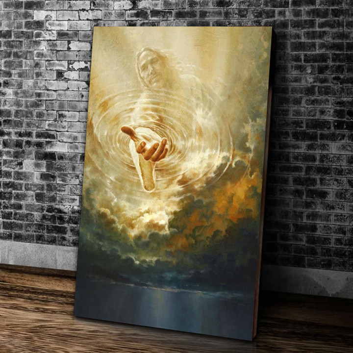 Jesus Reaching His Hand Through Clouds, Jesus Christ Canvas, Christian Wall Art, Christian Canvas, Happy Easter Day