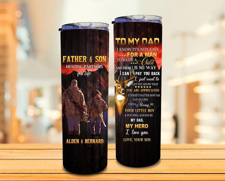 Custom Tumbler, Father And Son Hunting Deer, Gifts For Dad, Dad Skinny Tumbler - ATMTEE