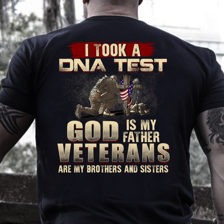 Veteran Shirt, I Took A DNA Test God Is My Father Veterans Are My Brothers and Sisters Premium T-Shirt