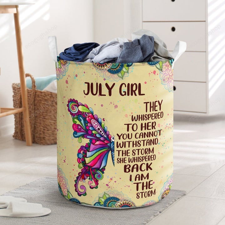 July Girl Colorful Butterflies Laundry Basket