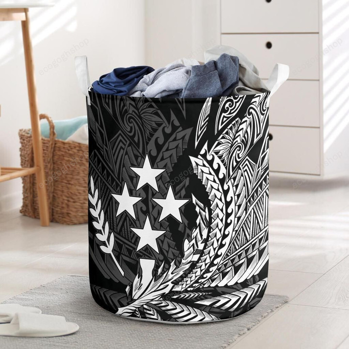 Kosrae State Black And White Wings Laundry Basket