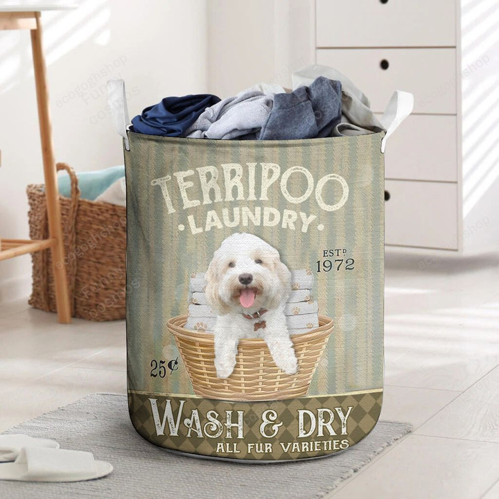 Terripoo Dog Wash And Dry Laundry Basket