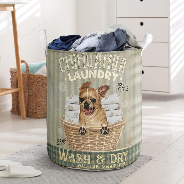 Chihuahua Dog Wash And Dry Laundry Basket