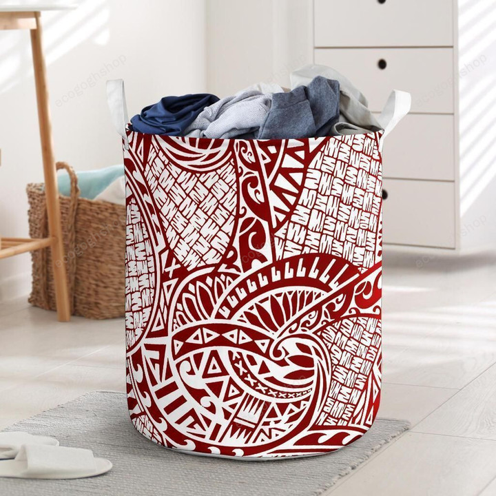 Polynesian Red And White Vintage Laundry Basket