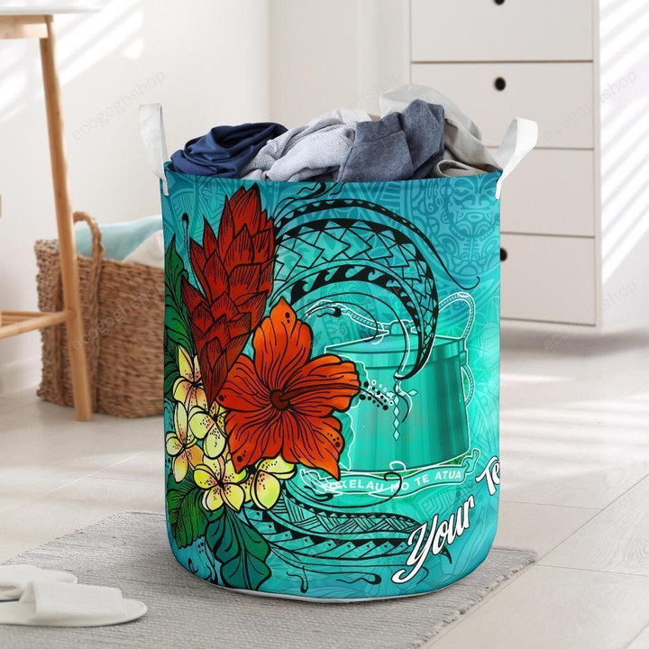 Tokelau Custom Tropical Flowers Style Laundry Basket