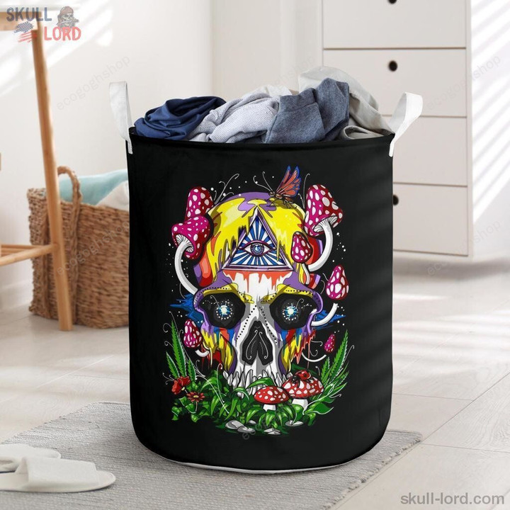 Scary Skull Mushroom Black Laundry Basket
