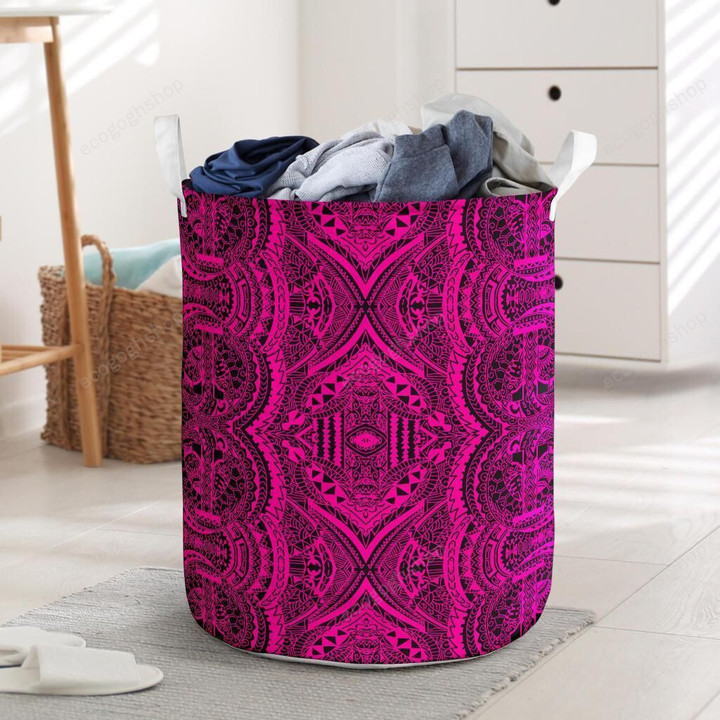 Polynesian Symmetry Pink Hawaii Laundry Basket